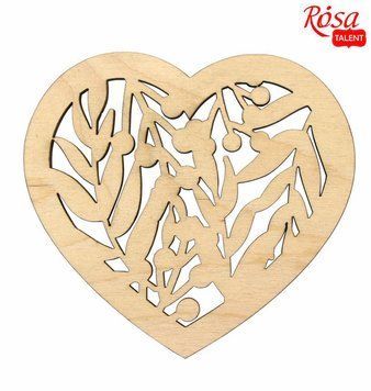 Заготовка &bdquo;Квіткове серце&ldquo; 1, фанера, 9,2х10см, 4шт, ROSA TALENT 4823100233675 фото