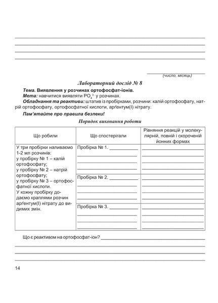 Зошит для лабораторних дослідів та практичних робіт з хімії. 11 клас. Мартинюк Л., 978-966-944-114-0 9789669441140 фото