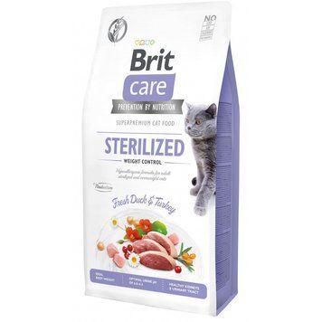 Корм сухий Brit Care Cat Grain Free Sterilized Weight Control для стерилізованих котів з надмірною вагою з качкою та індичкою 171293/0785 фото