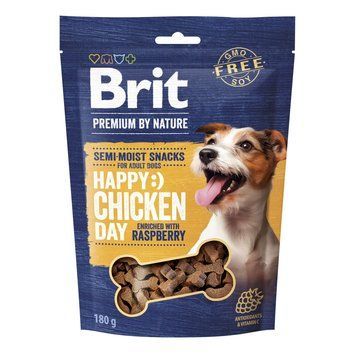 Ласощі Brit Premium Semi-moist Snacks Chicken with Raspberry напіввологі для cобак з куркою і малиною 180 г 8595602573912 8595602573912 фото