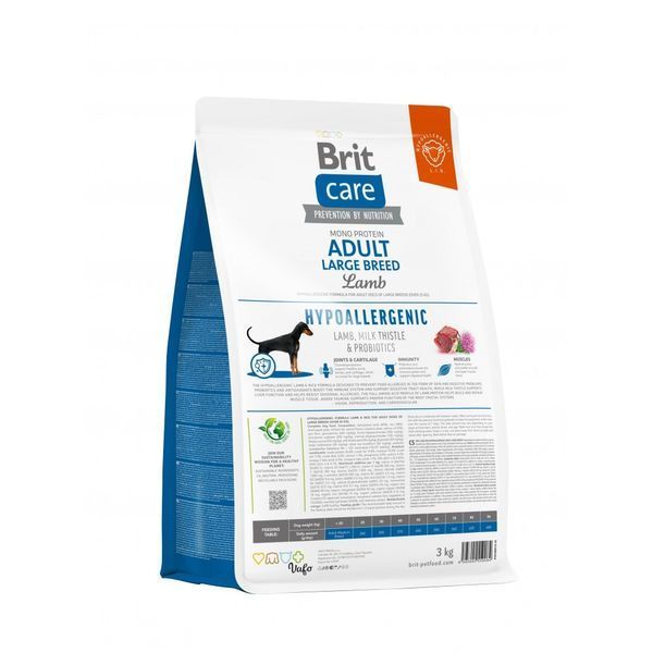 Корм сухий Brit Care Dog Hypoallergenic Adult Large Breed для дорослих собак великих порід з ягням 3 кг 8595602559084 8595602559084 фото