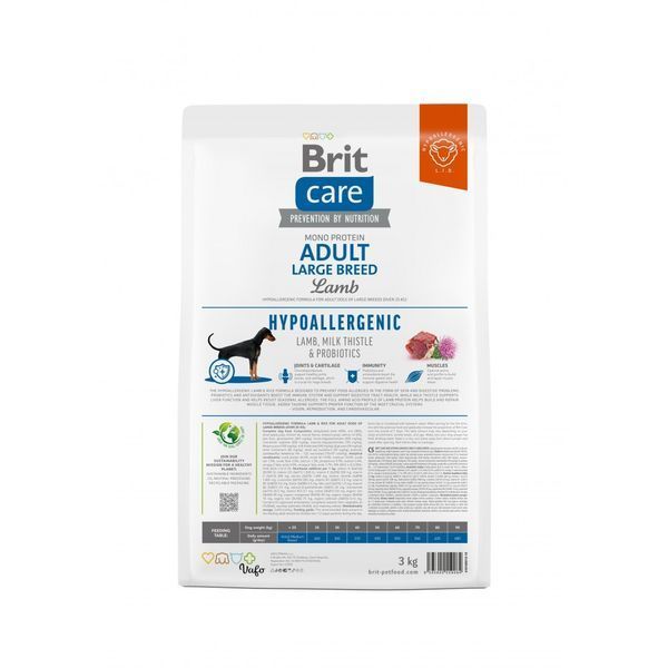 Корм сухий Brit Care Dog Hypoallergenic Adult Large Breed для дорослих собак великих порід з ягням 3 кг 8595602559084 8595602559084 фото
