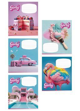 Набір 5 шт, зошит учнівський, Girly (ВД-лак). Зошит Star у лінію 24арк. 3330 4820006472115 4820006472115_9 фото