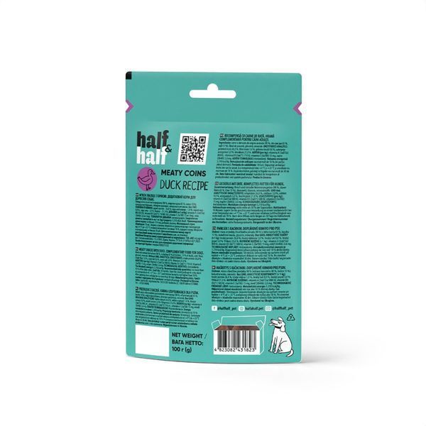 Ласощі HalfHalf м'ясні монетки для собак із качкою 100 г 4823082431823 4823082431823 фото
