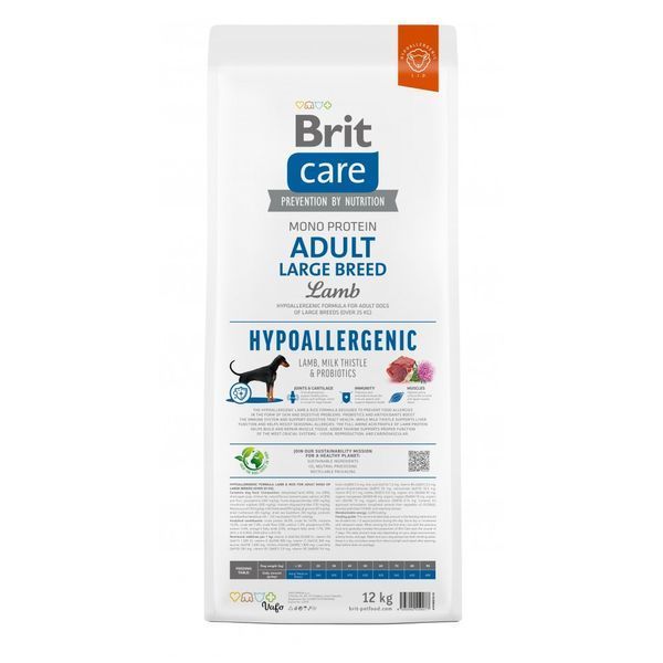Корм сухий Brit Care Dog Hypoallergenic Adult Large Breed для собак великих порід гіпоалергенний з ягням 12 кг 8595602559077 8595602559077 фото