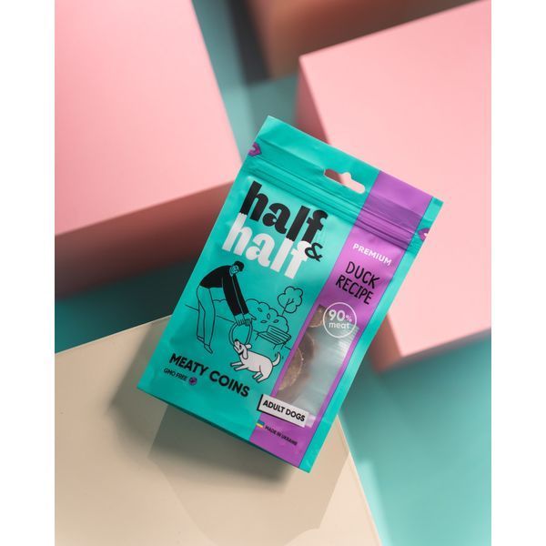 Ласощі HalfHalf м'ясні монетки для собак із качкою 100 г 4823082431823 4823082431823 фото