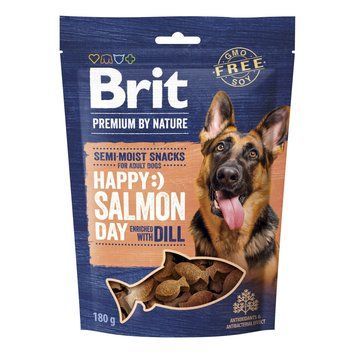 Ласощі Brit Premium Semi-moist Snacks Salmon with Dill напіввологі для cобак з лососем і кропом 180 г 8595602573936 8595602573936 фото