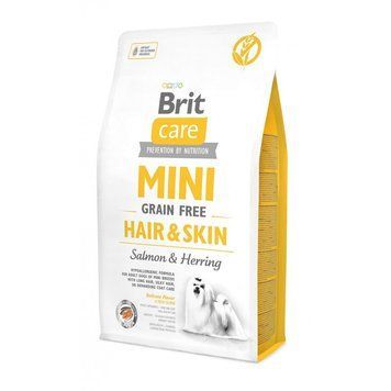 Корм сухий Brit Care Grain Free Mini Hair and Skin для дорослих собак мініатюрних порід для шкіри та шерсті з лососем та оселедцем 8595602520220 170782/0220 фото