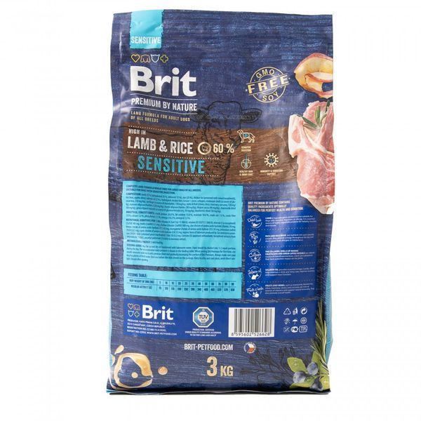 Корм сухий Brit Premium Dog Sensitive Lamb для собак усіх порід з чутливим травленням з ягнятиною 3 кг 8595602526628 170843/6628 фото
