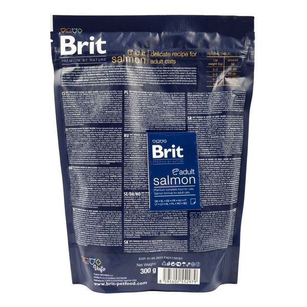 Корм сухий Brit Premium Cat by Nature Adult Salmon для дорослих котів з лососем 300 г 171844 фото