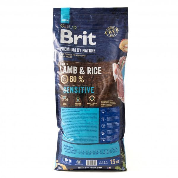 Корм сухий Brit Premium Dog Sensitive Lamb для собак з чутливим травленням з ягням 15 кг 8595602526642 170845/6642 фото