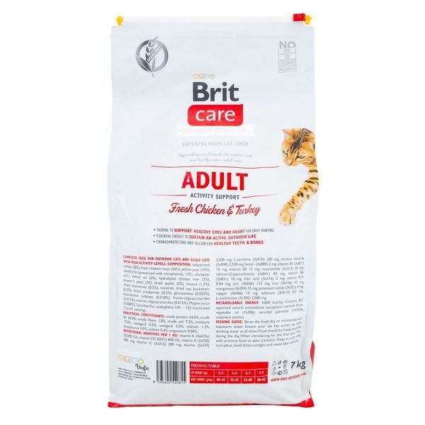 Корм сухий Brit Care Cat Grain Free Adult Activity Support для вуличних та дорослих котів філе індички та курки 7 кг 171297/0815 фото