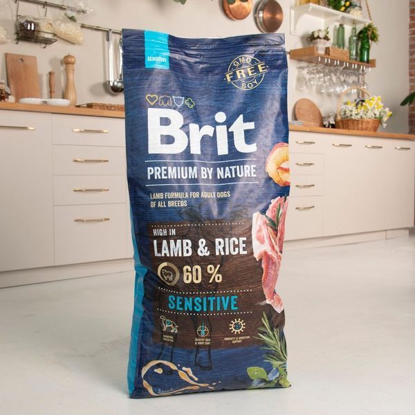 Корм сухий Brit Premium Dog Sensitive Lamb для собак з чутливим травленням з ягням 15 кг 8595602526642 170845/6642 фото