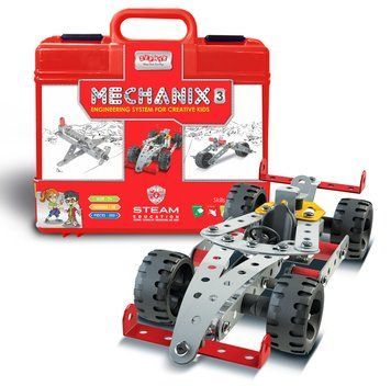 Металевий конструктор розвиваючий у пластиковому кейсі MECHANIX №3 (202 елм./18 моделей) Zephyr 8904136010709 1070 8904136010709 фото