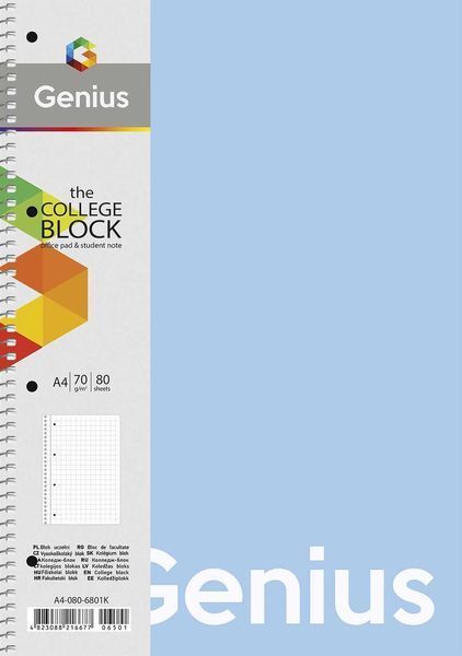 Набір 4 шт. коледж блоків Genius. Коледж блок Школярик А4 80 арк. у клітинку 6801 A4-080-6801K 4823088223958 4823088223958 фото