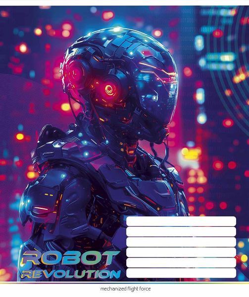 Зошит учнівський, набір 5 шт, Robot Revolution ВД-лак. Зошит Star у клітинку 18 арк. 3522 4820006472085 4820006472085_018-3522K фото