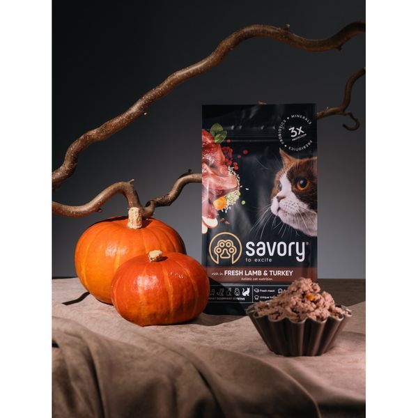Корм сухий Savory Adult Cat Sensitive Digestion Fresh Lamb and Turkey для дорослих котів з чутливим травленням зі свіжою ягн 4820232630075 фото