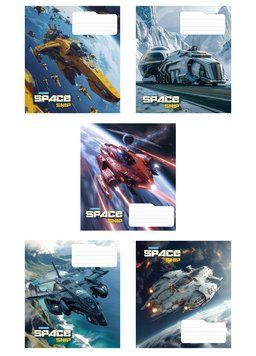 Набір 5 шт, зошит учнівський, Space ship. Зошит Star у клітинку 36 арк. 3435 4823088231861 4823088231861_036-3435K фото