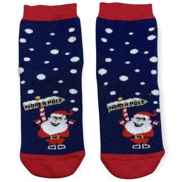 Дитячі Новорічні шкарпетки з індійської бавовни МАХРОВІ Santa Clause 423001 423001_3 фото