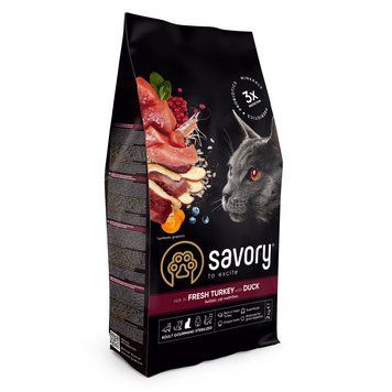 Корм сухий Savory Adult Cat Steril Fresh Turkey with Duck для стерилізованих котів з індичкою та качкою 2 кг 31591_Savory фото