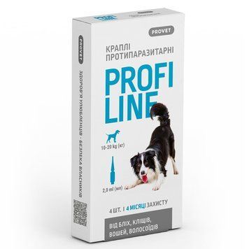 Краплі Provet PROFILINE для собак 10-20 кг інсектоакарицид 4 піпетки по 2 мл PR243103 PR243103 фото