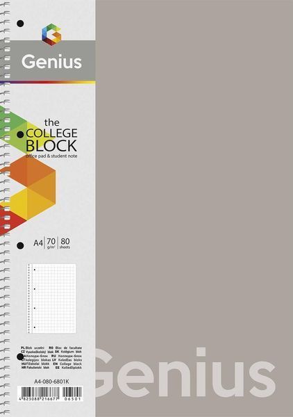 Набір 4 шт. коледж блоків Genius. Коледж блок Школярик А4 80 арк. у клітинку 6803 A4-080-6803K 4823088223972 4823088223972 фото