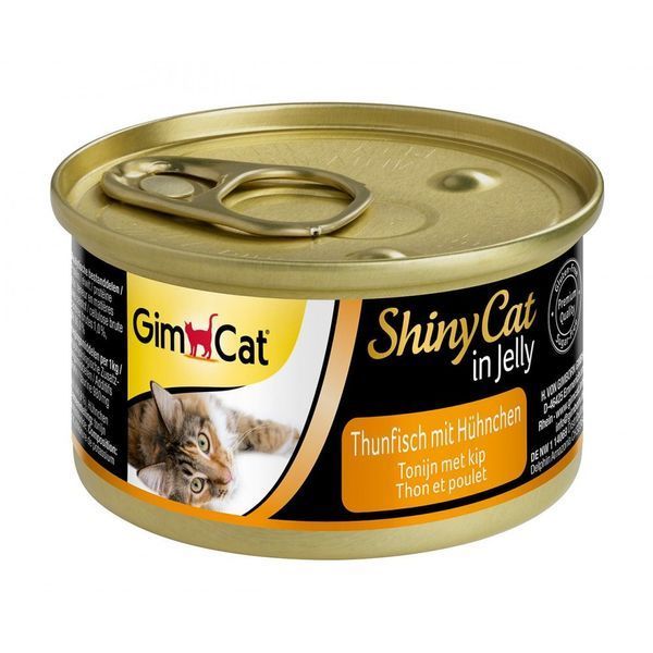 Корм вологий GimCat Shiny Cat для котів з тунцем та куркою в желе 70 г G-413105 /413303 фото