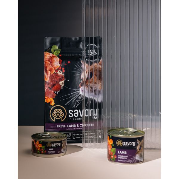 Корм сухий Savory Adult Cat Steril Fresh Lamb and Chicken для стерилізованих котів з ягнятиною та куркою 400 г 30105 фото