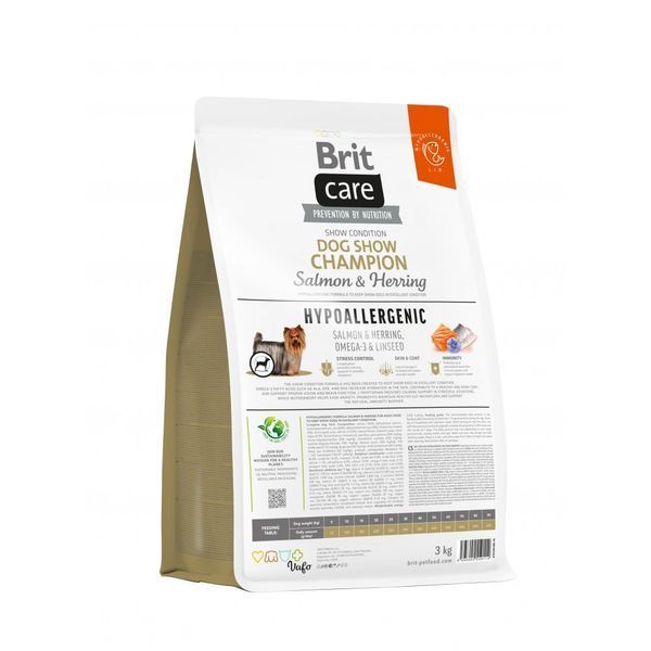 Корм сухий Brit Care Dog Hypoallergenic Dog Show Champion для виставкових собак з лососем і оселедцем 3 кг 8595602559114 8595602559114 фото