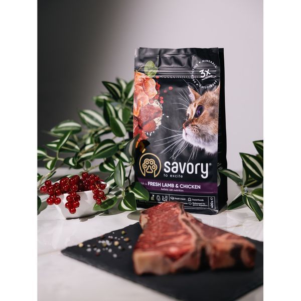 Корм сухий Savory Adult Cat Steril Fresh Lamb and Chicken для стерилізованих котів з ягнятиною та куркою 400 г 30105 фото