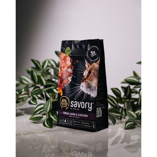 Корм сухий Savory Adult Cat Steril Fresh Lamb and Chicken для стерилізованих котів з ягнятиною та куркою 400 г 30105 фото