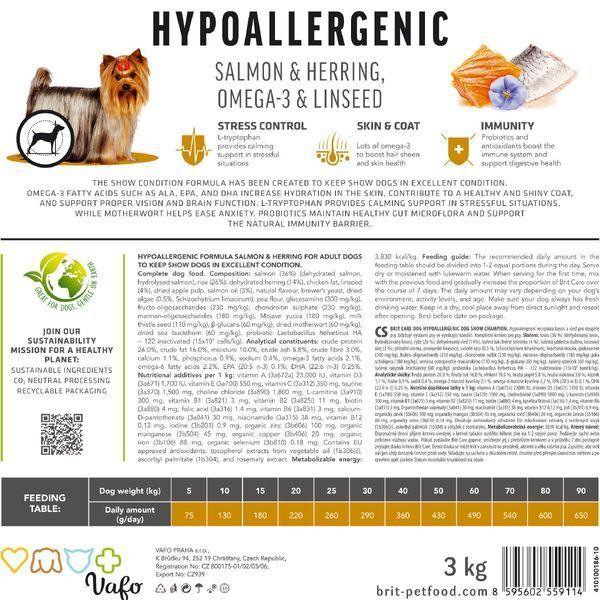 Корм сухий Brit Care Dog Hypoallergenic Dog Show Champion для виставкових собак з лососем і оселедцем 3 кг 8595602559114 8595602559114 фото