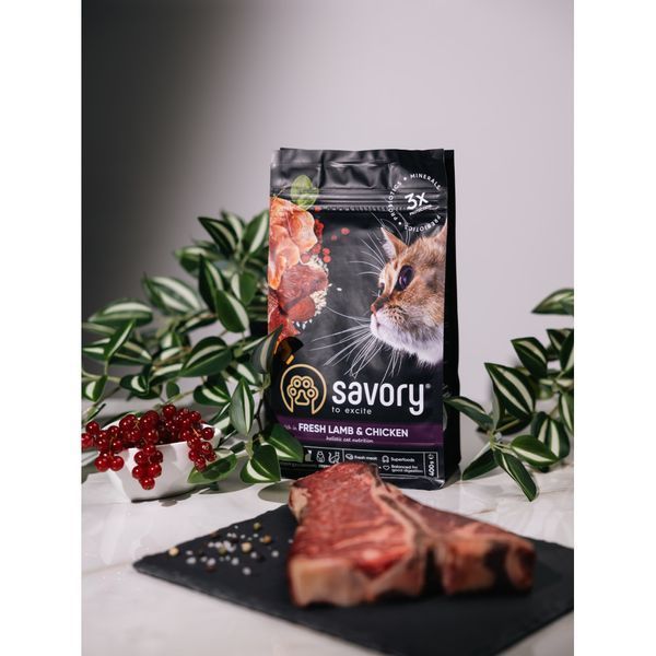 Корм сухий Savory Adult Cat Steril Fresh Lamb and Chicken для стерилізованих котів з ягнятиною та куркою 400 г 30105 фото