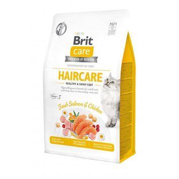 Корм сухий Brit Care Cat Grain Free Haircare Healthy and Shiny Coat для котів догляд за шкірою і шерстю лосось та курка 400г 171307/0891 фото