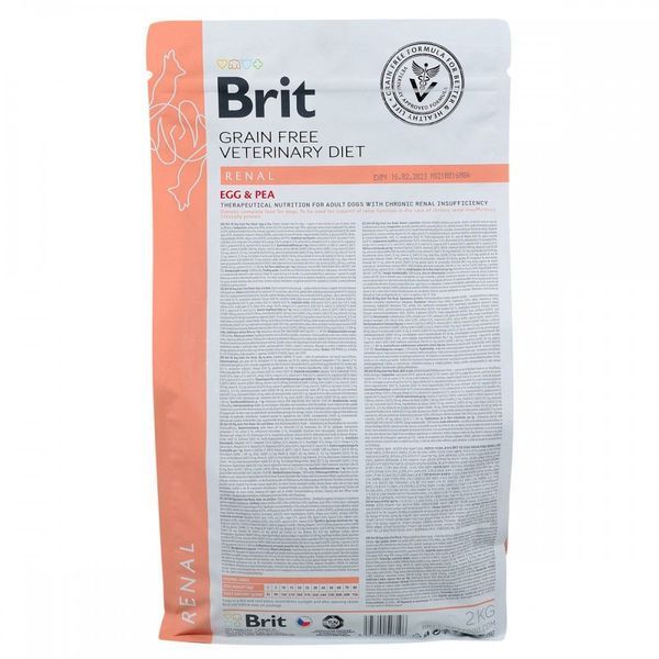 Корм сухий Brit Grain Free VetDiet Dog Renal для собак з нирковою недостатностью з яйцем горохом та гречкою 2 кг 8595602528196 170949/8196 фото