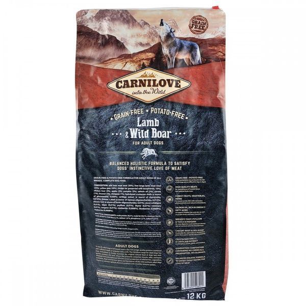 Корм сухий Carnilove Adult Lamb and Wild Boar для дорослих собак усіх порід з ягнятиною та диким кабаном 12 кг 150817/8921 фото