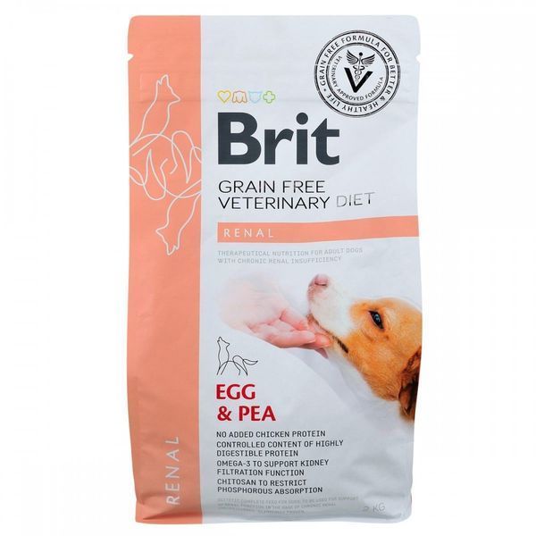 Корм сухий Brit Grain Free VetDiet Dog Renal для собак з нирковою недостатностью з яйцем горохом та гречкою 2 кг 8595602528196 170949/8196 фото
