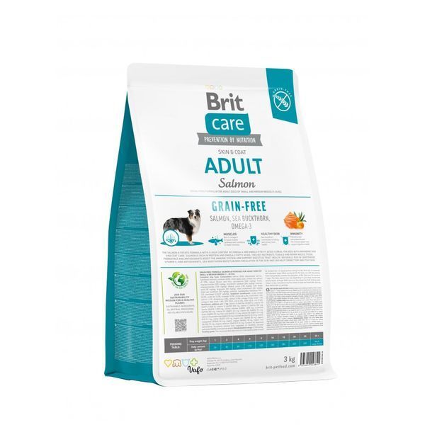 Корм сухий Brit Care Dog Grain-free Adult для дорослих собак малих і середніх порід беззерновий з лососем 3 кг 8595602558841 8595602558841 фото