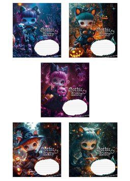Комплект 5 шт учнівських зошитів Gothic cats. Зошит Школярик 18 арк. у клітинку 3531 4820006472429 4820006472429_018-3531K фото