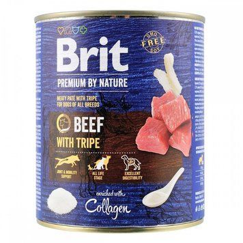 Корм вологий Brit Premium by Nature k консерви для собак з яловичиною і тельбухами 800 г 8595602561827 100413/8607 фото
