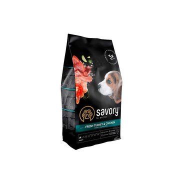 Корм сухий Savory Puppy rich in Fresh Turkey and Chicken для цуценят всіх порід зі свіжою індичкою і куркою 1 кг 4820232630815 4820232630815 фото