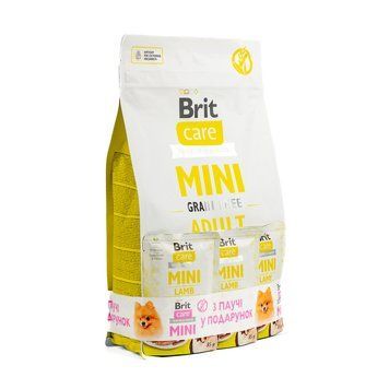 Набір Корм сухий Brit Care Mini GF Adult Lamb для собак малих порід ягня 2 кг +3 паучи 85 г VAFO_49426 фото