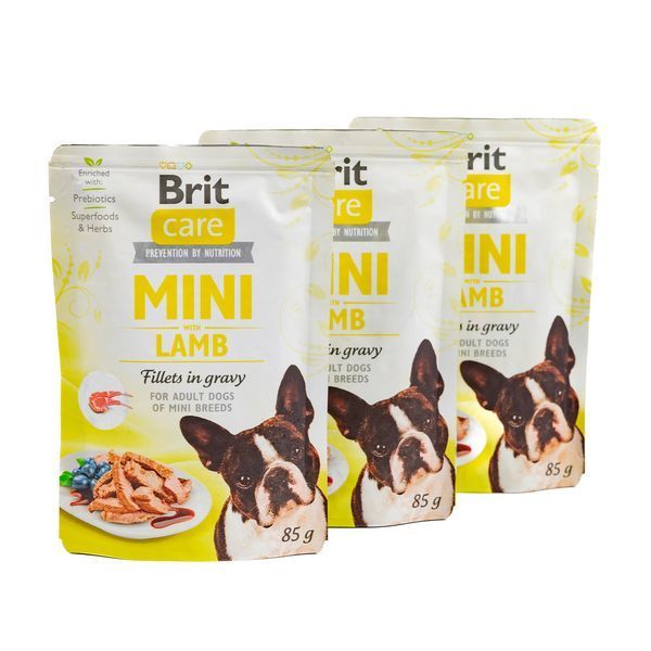 Набір Корм сухий Brit Care Mini GF Adult Lamb для собак малих порід ягня 2 кг +3 паучи 85 г VAFO_49426 фото