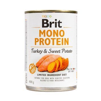 Корм вологий Brit Mono Protein Turkey and Sweet Potato для собак з індичкою та бататом 400 г 8595602555383 100837/100056/9759 фото