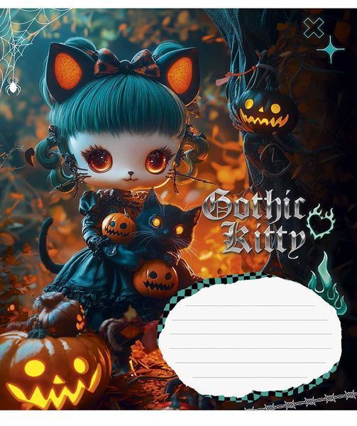 Набір 5 шт учнівських зошитів Gothic cats. Зошит Школярик 12 арк. у клітинку 3531 4820006472511 4820006472511_012-3531K фото