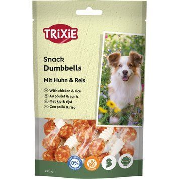 Ласощі Trixie Denta Fun Chewing Dumbbells для собак Гантель жувальна з куркою та рисом 100 г 6 шт 4011905313429 4011905313429 фото
