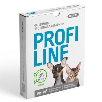 Нашийник Provet PROFILINE для котів та собак інсектоакарицид зелений 35 см PR243097 PR243097 фото