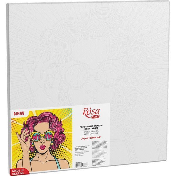 Полотно на картоні з контуром, &bdquo;Pop Art WOW 2&ldquo;, 30х30, бавовна, акрил, ROSA START GPA284319 4823098524557 4823098524557 фото