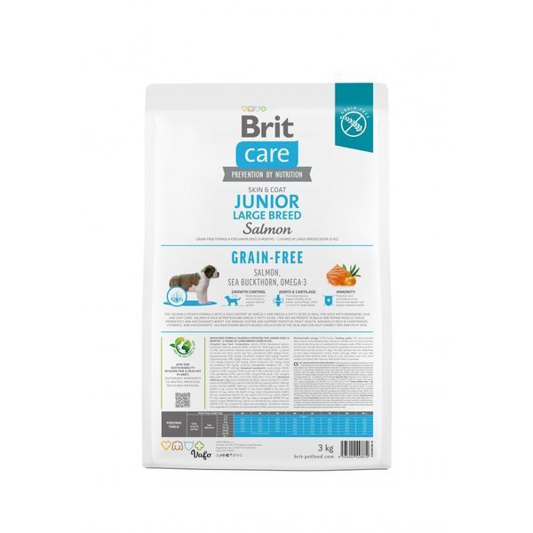 Корм сухий Brit Care Dog Grain-free Junior Large Breed для молодих собак великих порід беззерновий з лососем 3 кг 8595602558872 8595602558872 фото