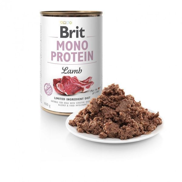 Корм вологий Brit Mono Protein Lamb для собак з ягнятиною 400 г 8595602555338 100834/100058/9773 фото